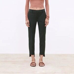 EUC Zara Asymetrical Hem Cropped Skinny Dark Green Trouser
